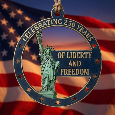 USA 250 Years Liberty Ornament, Semiquincentennial Gift, 1776-2026 Statue of Liberty Decor, America 250 Wooden Milestone Gift