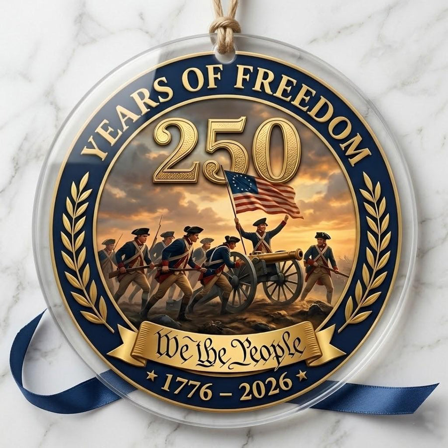 United States 250th Ornament, Revolutionary War Gift, 1776-2026 Semiquincentennial Keepsake, American Heritage History Decor