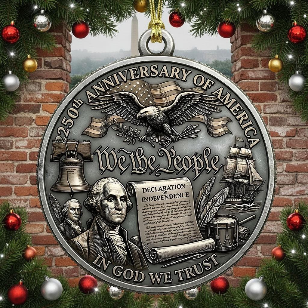 George Washington 250th Ornament, Semiquincentennial We The People Gift, 1776-2026 Declaration of Independence, US History Decor