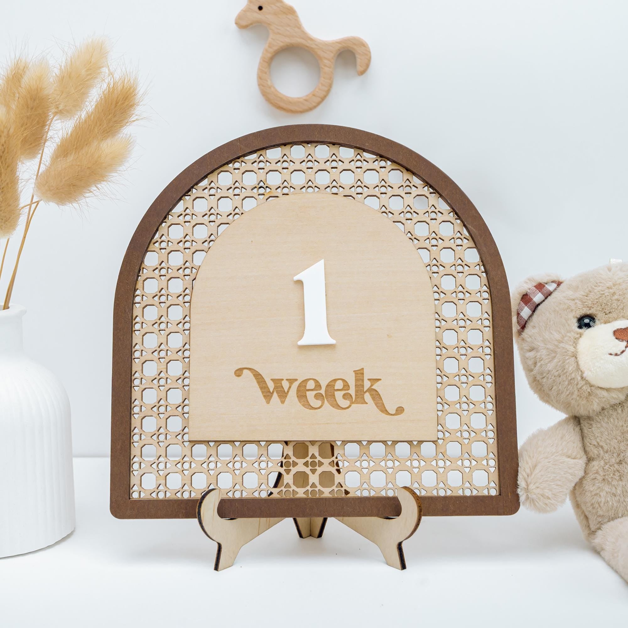 Rattan Milestone, Interchangeable Monthly Milestone, Arch Milestone Card, Boho Baby Milestone, Newborn Photo Prop, Baby Keepsake Gift