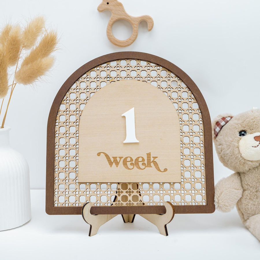 Rattan Milestone, Interchangeable Monthly Milestone, Arch Milestone Card, Boho Baby Milestone, Newborn Photo Prop, Baby Keepsake Gift