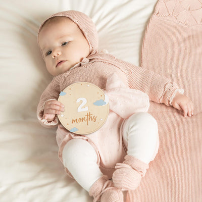 Wooden Baby Milestone Sign, Moon and Stars Milestone, Acrylic Cloud Baby Photo Prop, Newborn Keepsake, Baby Sign, Nursery Decor, Baby Gift