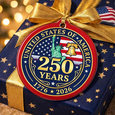 United States 250 Years Ornament, Semiquincentennial Official Style Gift, 1776-2026 Liberty Bell Decor, America 250th Keepsake