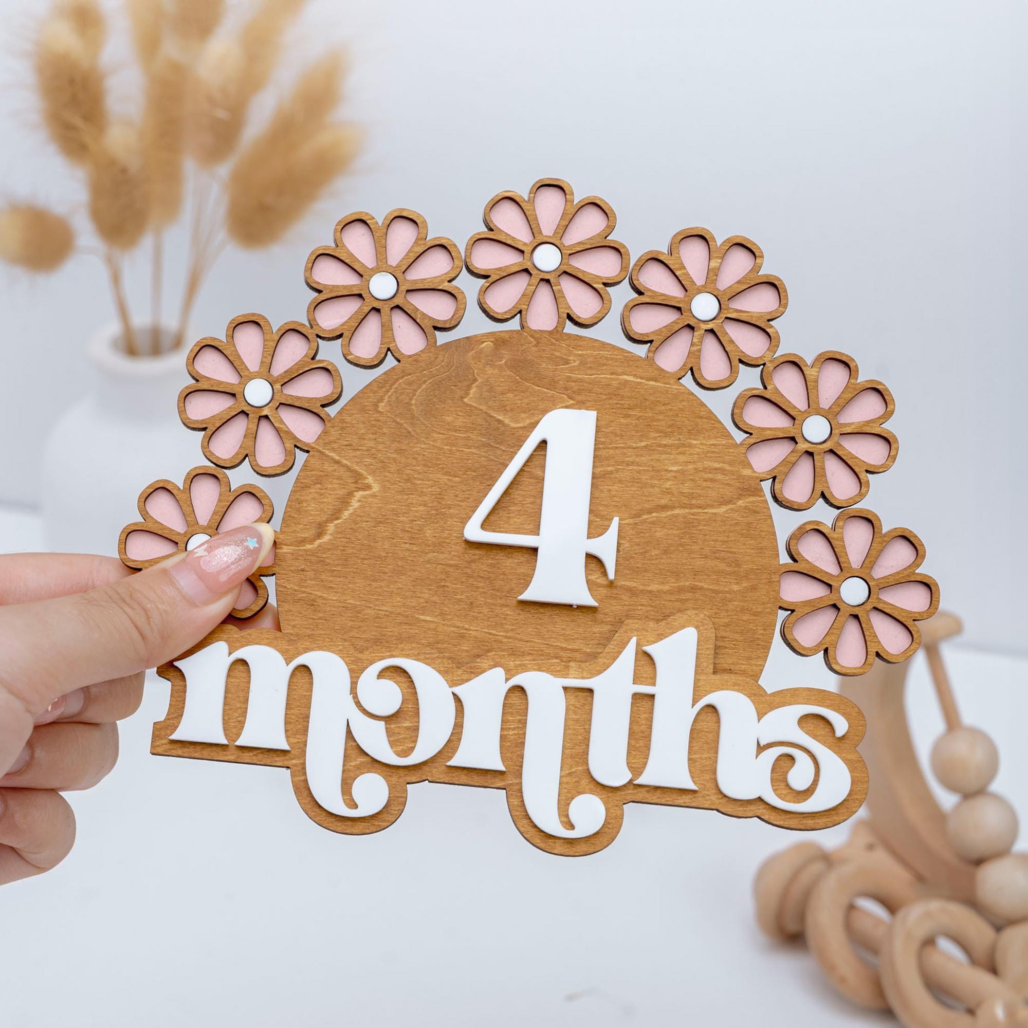 Wooden Baby Milestone Set, Daisy Milestone, Newborn Photo Prop Girl, Monthly Milestones Photo Props, Weekly Newborn, Boho Baby Milestone