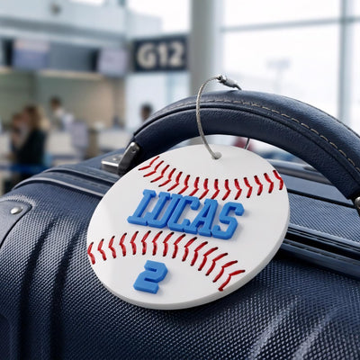 Personalized Baseball Keychain Custom Name and Number, Baseball Bag Tag, Acrylic Baseball Player Gift, Little League Gift