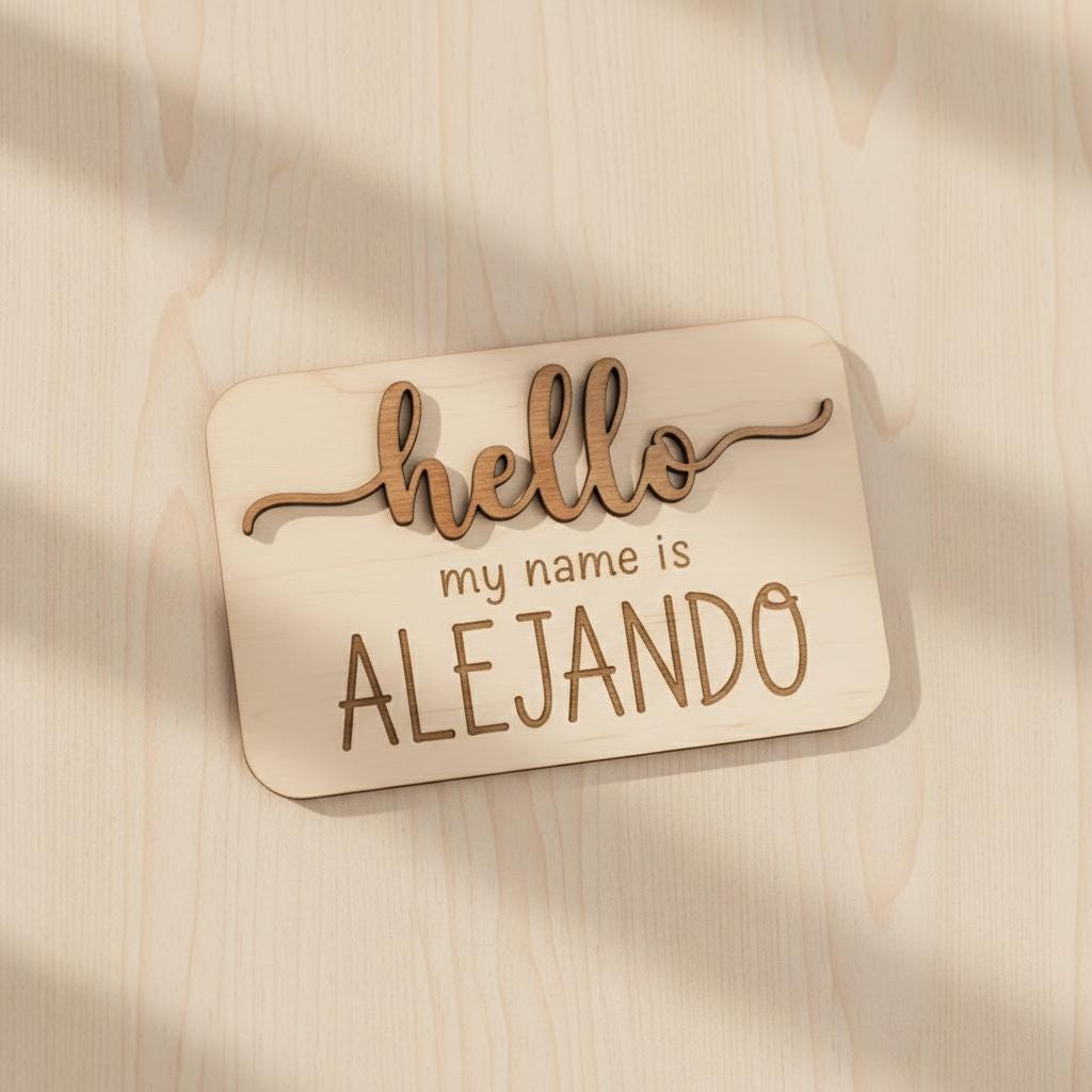Hello My Name Is Wooden Baby Name Sign, Newborn Photo Prop