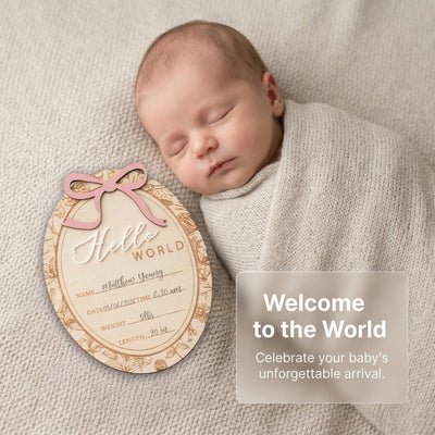 Hello World Baby Announcement Sign Personalized Birth Stats Sign Newborn Hospital Photo Prop Custom Baby Name Sign Gift