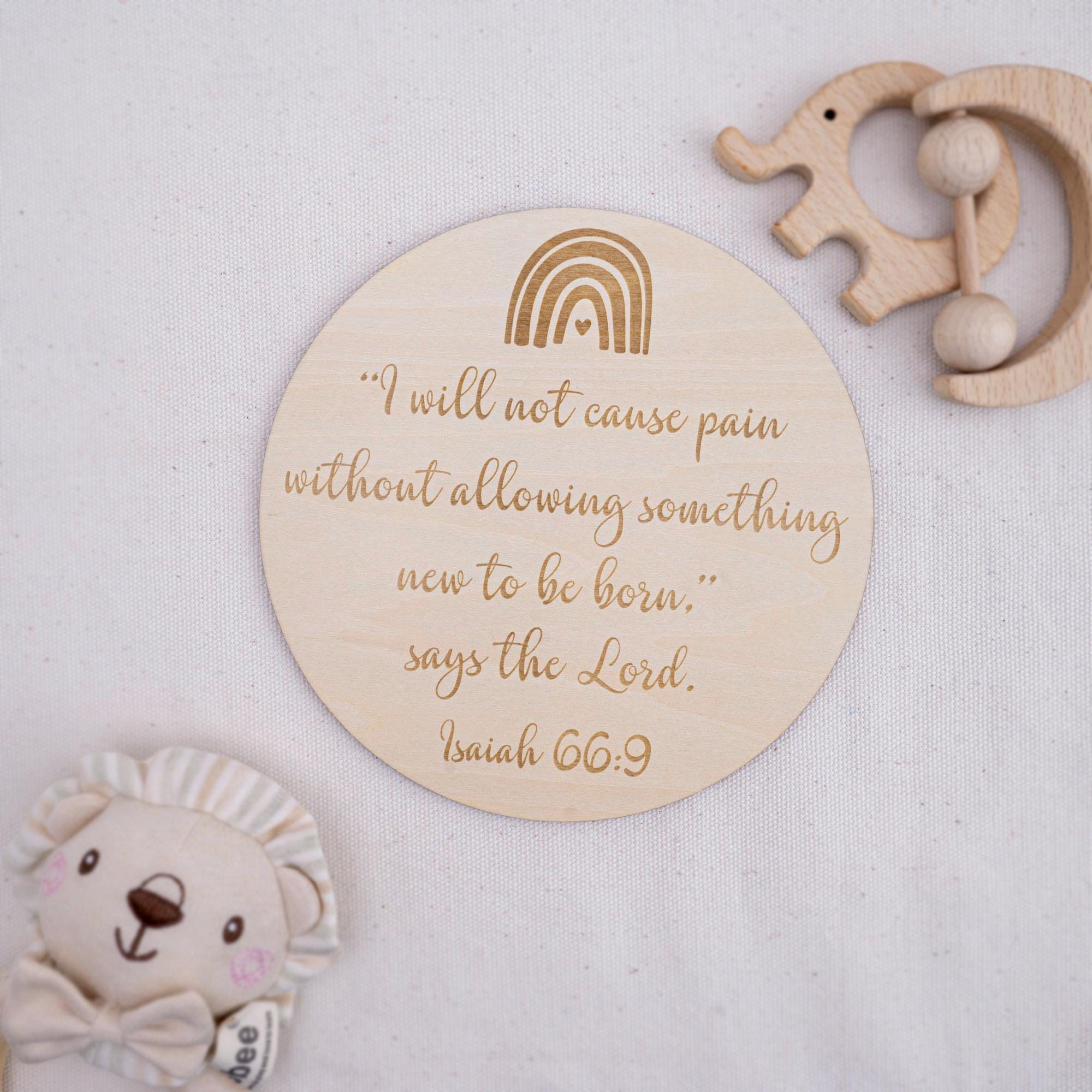 Rainbow Baby Nursery Sign, Christian Baby Shower Gift, Isaiah 66:9, Faith Gift For New Mom, Religious Gift For Mom Pregnant,Bible Verse Baby