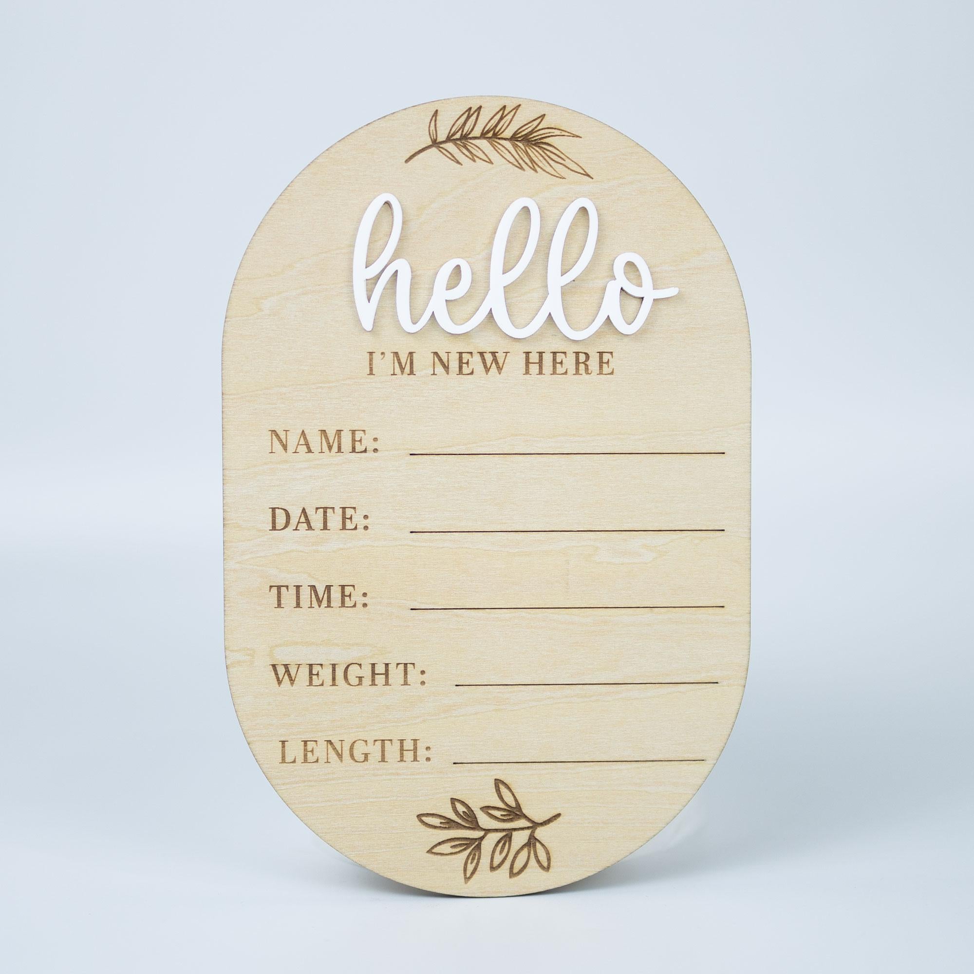 I'm New Here Sign, Birth Announcement Sign, Baby Announcement Sign, Baby Name Sign, Hospital Newborn Signs, Baby Photo Prop, Nursery Decor