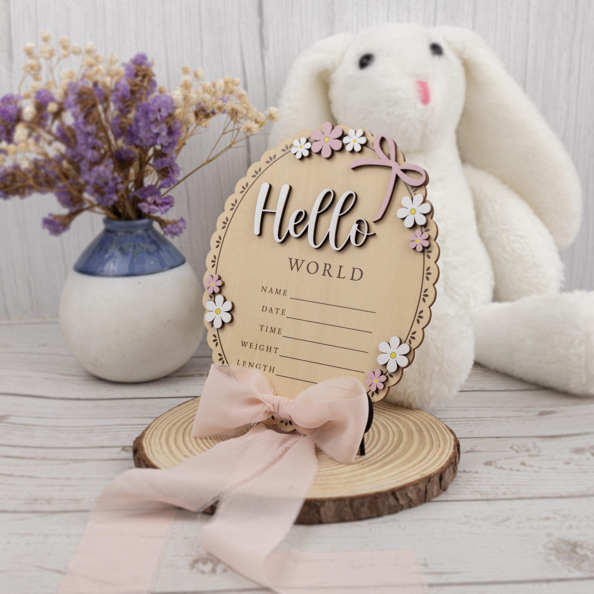 Daisy Hello World Birth Announcement, Daisy Hello World Birth Announcement, Baby Name Birth Stats Sign Girl, Baby Girl Name Sign, Baby Girl