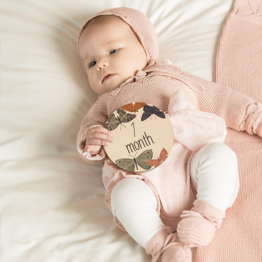 Butterfly Baby Milestone, Wooden Monthly Milestone, Boho Newborn Keepsake,Baby Girl Milestone Set,Baby Milestone Photo Props,Milestone Card