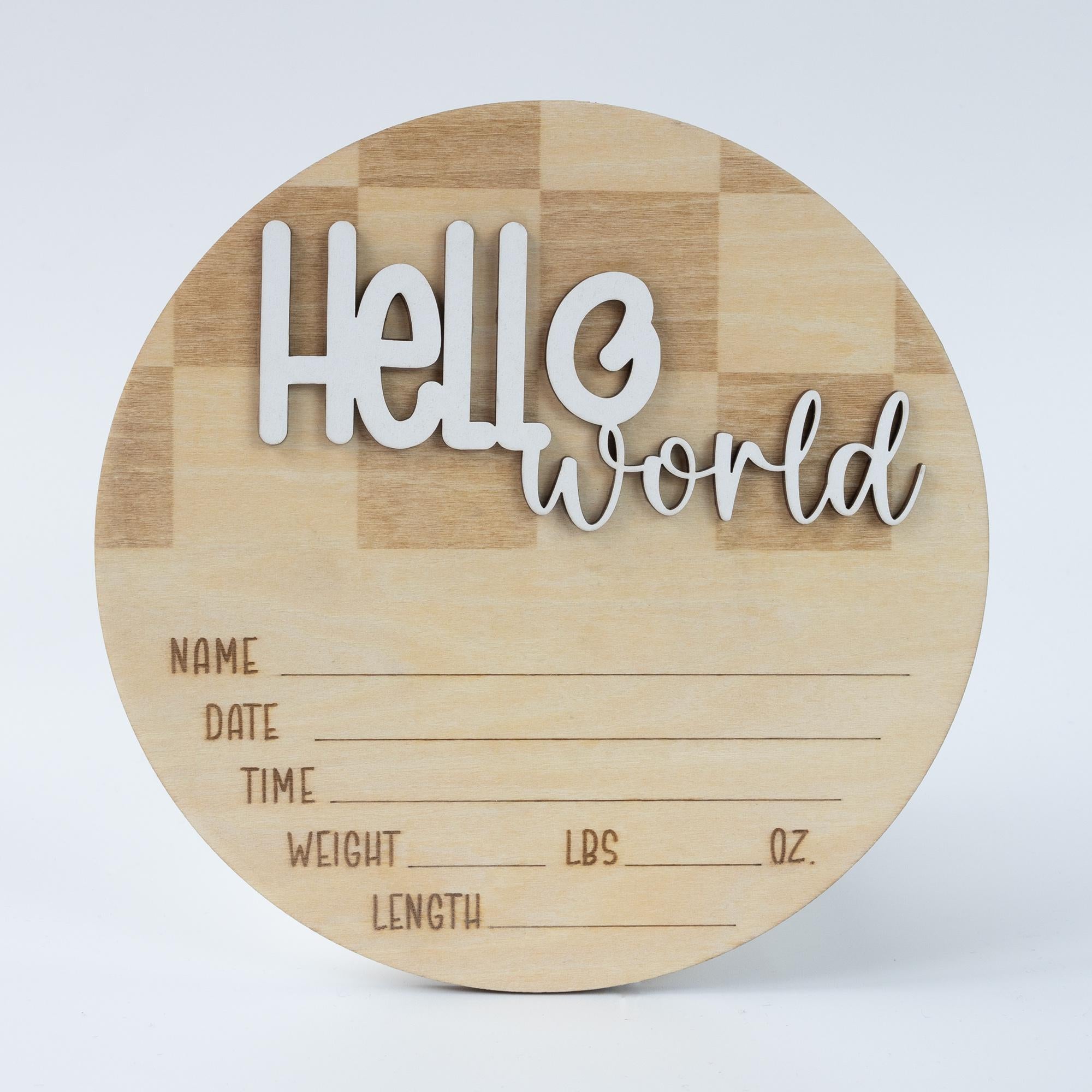 Personalized Hello World Baby Announcement Sign, Custom Newborn Name Sign, Baby Birth Stats Hospital Photo Prop Sign, Gender Reveal Sign
