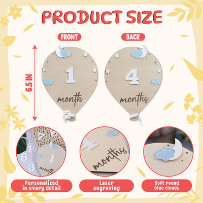 3D Monthly Milestone Discs for Baby Photos, Monthly Baby Milestone Discs, Engraved Wood Monthly Milestone Markers, Personalized Baby Sign