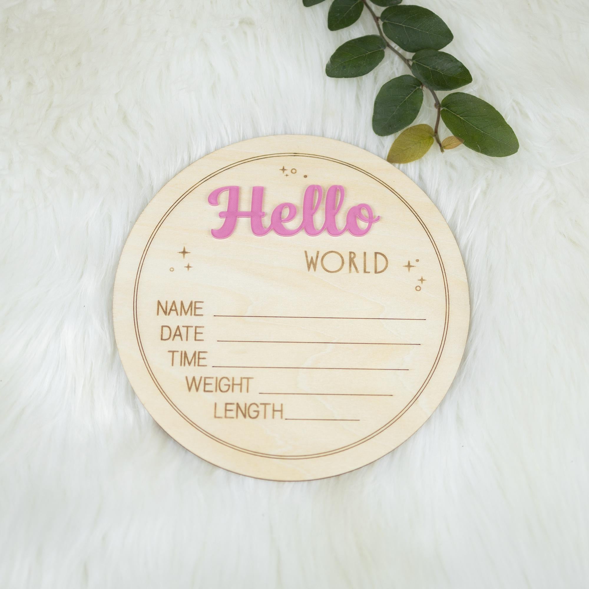 Hello World Baby Stats Plaque, Baby Birth Announcement Sign, Engraved Wood Hello World Sign, Baby Photo Props, Birth Announcement Board