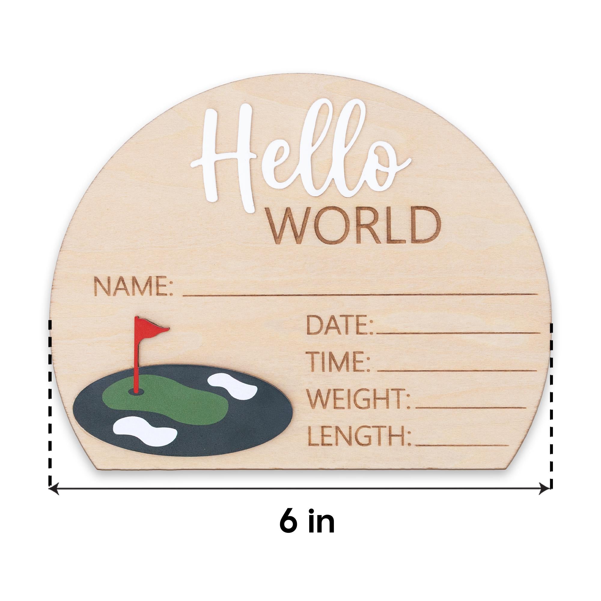 Golf Birth Stats Sign | 3D Half Arch Wooden Plaque | 3D Wooden Hello World Announcement | Par Tee Boy Nursery Prop | Baby Shower Gift