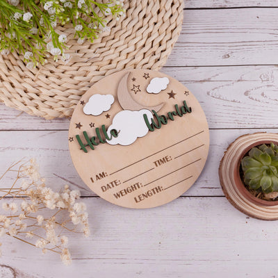 Birth Stats Sign, 3D Baby Birth Announcement Sign, Hello World Sign, Newborn Photo Prop, Baby Shower Gift for New Mom, Nursery Name Sign