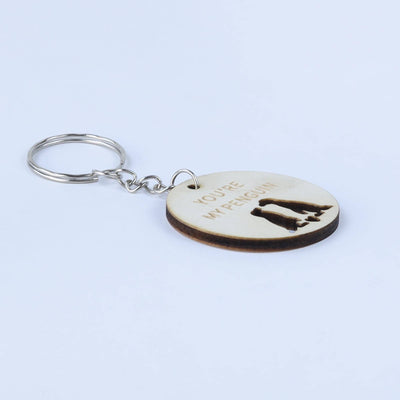 Penguin Keychain Gift: Valentine's Day Boyfriend Girlfriend Plywood Keychain