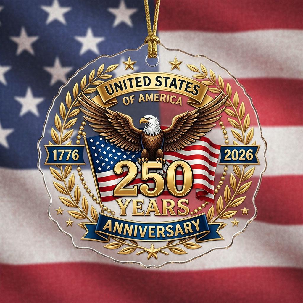 US Semiquincentennial Ornament 2026, 250th Anniversary United States Gift, Patriotic Eagle Acrylic Keepsake, 1776-2026 America Decor