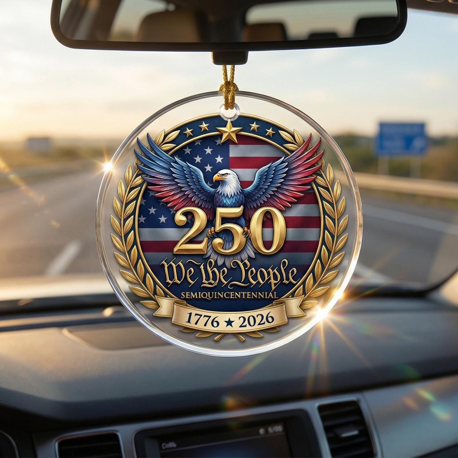 We The People 250th Ornament, Semiquincentennial Eagle Gift, 1776-2026 Patriotic Acrylic Keepsake, USA 250 Years Decor