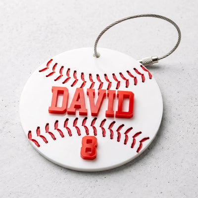 Personalized Baseball Keychain Custom Name and Number, Baseball Bag Tag, Acrylic Baseball Player Gift, Little League Gift