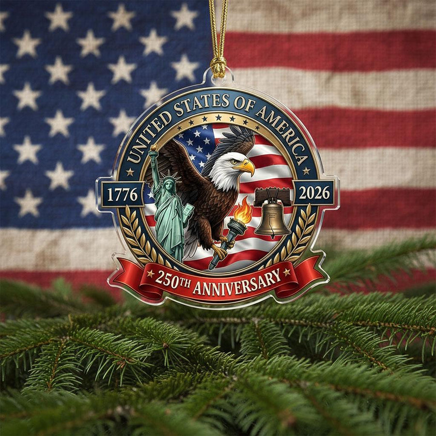 United States 250th Ornament, Semiquincentennial Heritage Gift, 1776-2026 Patriotic Acrylic Decor, America 250 Years Keepsake