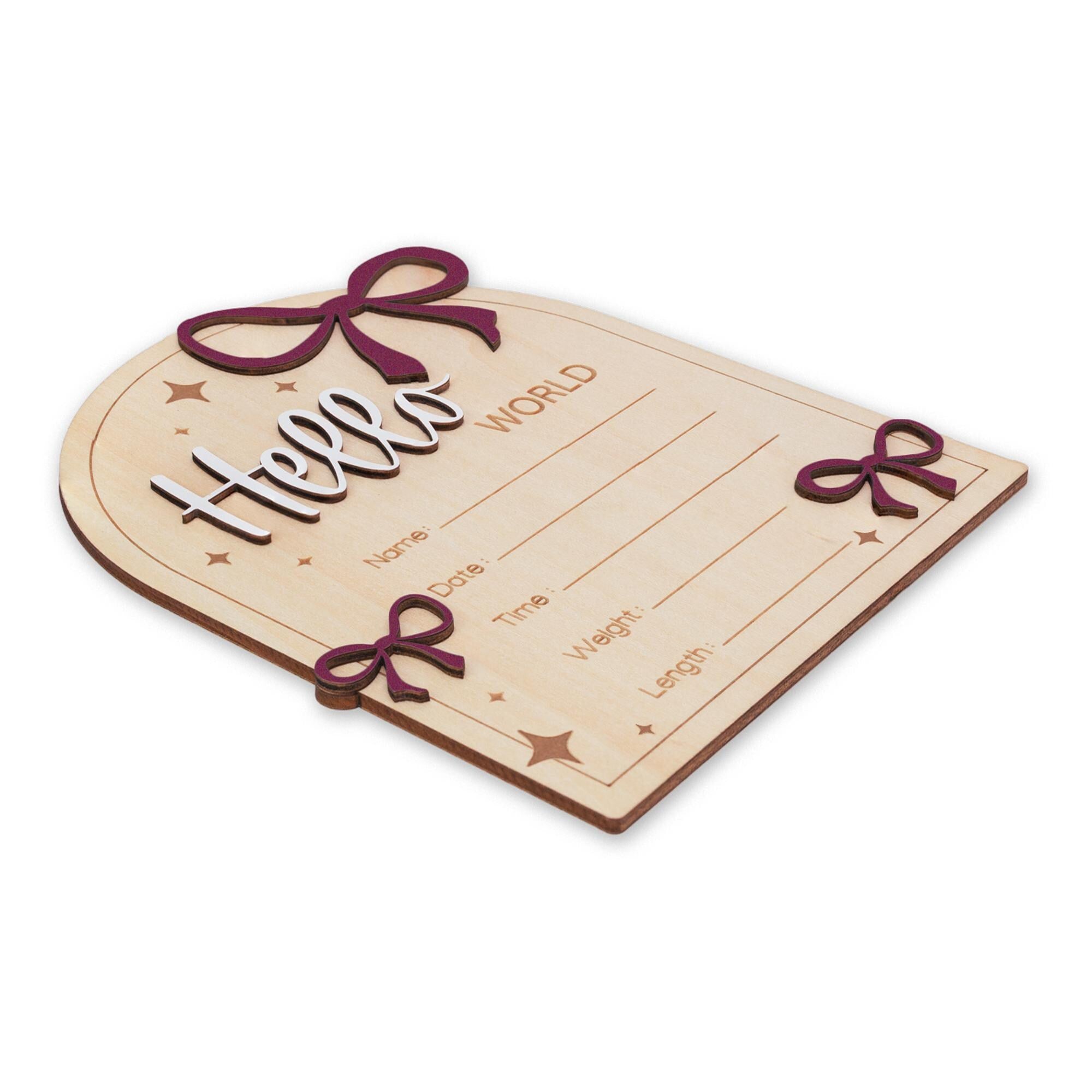 Hello World Wooden Baby Announcement Sign, Baby Keepsake Sign