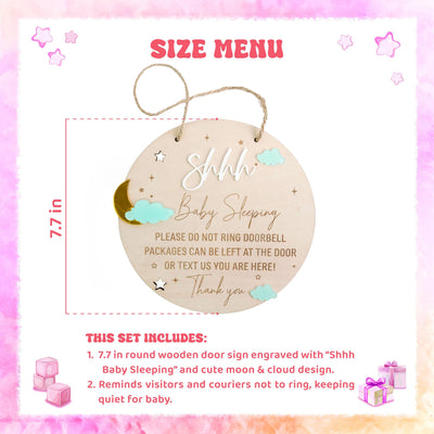 Baby Sleeping Sign, Do Not Disturb Baby Sleeping, Dont Ring Doorbell Sign, Front Door Sign, Do Not Knock Or Ring Bell, Baby Shower Gift