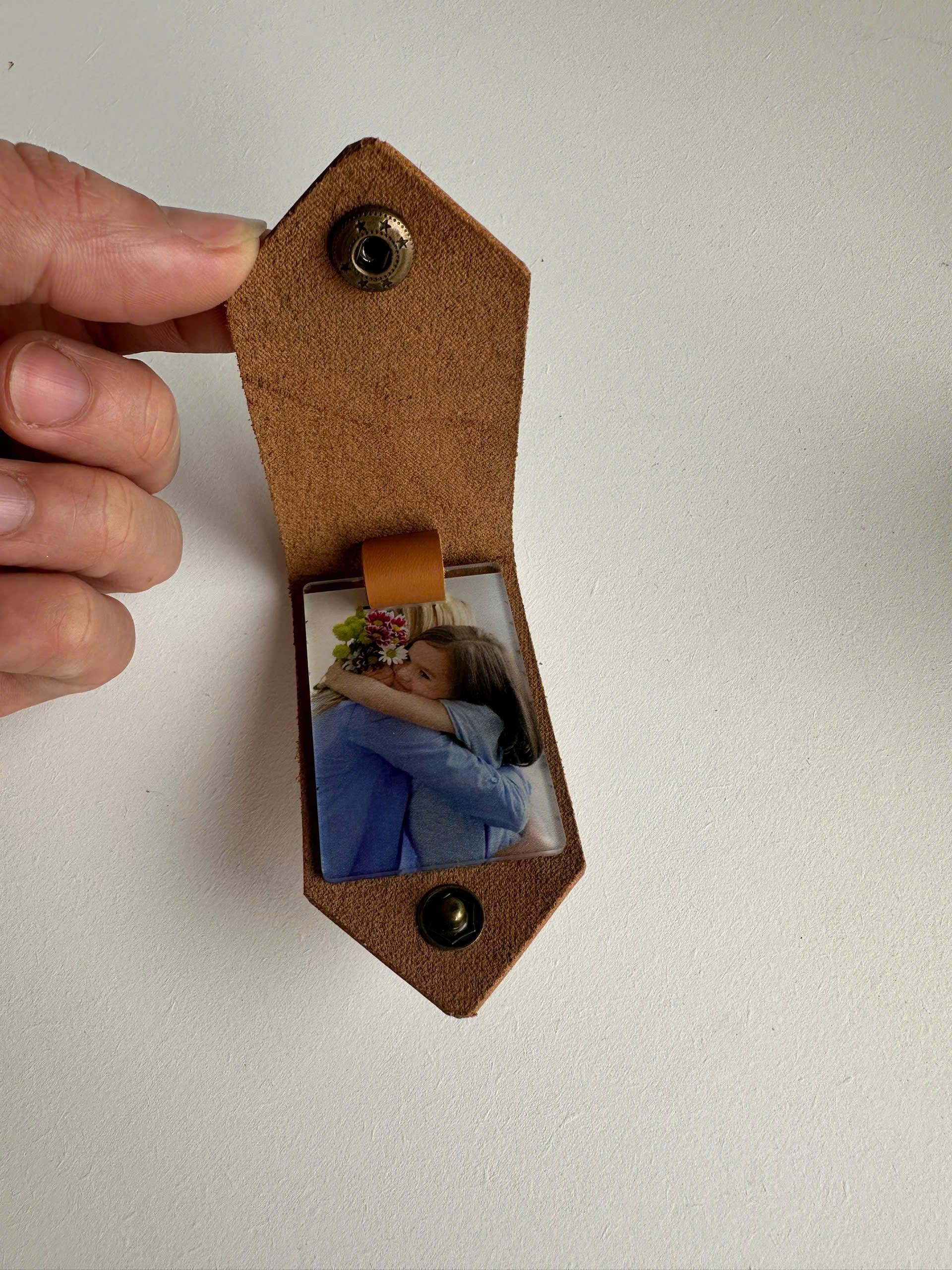 Personalized Hidden Photo Keyring, Leather Picture Gift
