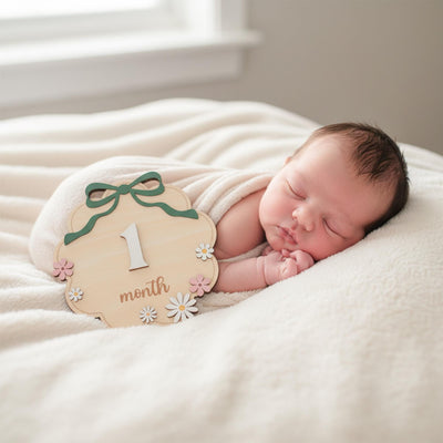 Wooden Baby Milestone Photo Props with Numbers 1–12 Months