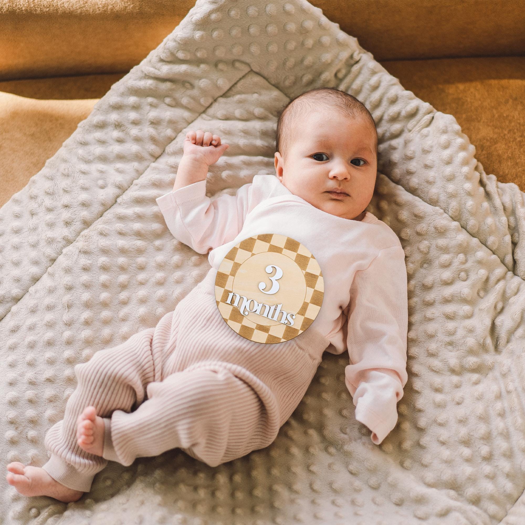 Checkered Baby Milestone Card, Milestone Sign Checkered, Retro Baby Photo Prop, Minimalist Nursery Decor, Nursery Milestone Discs, Baby Gift