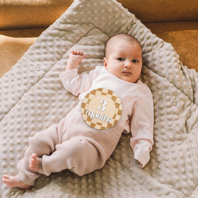Checkered Baby Milestone Card, Milestone Sign Checkered, Retro Baby Photo Prop, Minimalist Nursery Decor, Nursery Milestone Discs, Baby Gift