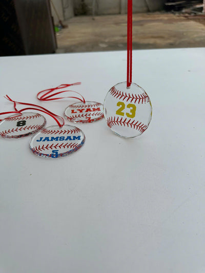 Personalized Baseball Ornament, Custom Name or Number Baseball Ornament, Glass Baseball Christmas Ornament, Baseball Player Gift