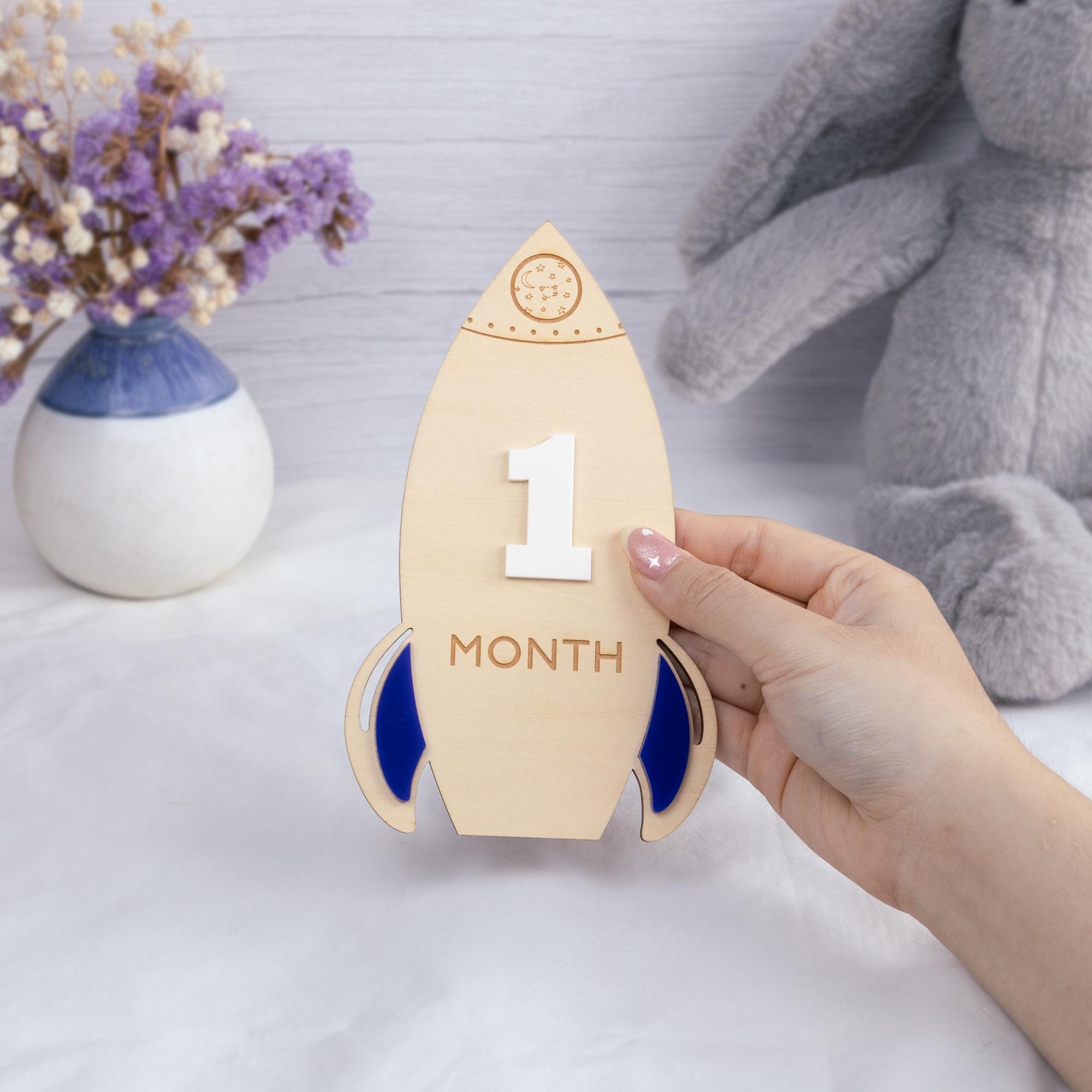 Wooden Rocket Baby Boy Milestone, Galaxy Baby Shower, Space Theme Baby Shower, Baby Sign, Nursery Decor, Boho Baby Milestone,Baby Photo Prop