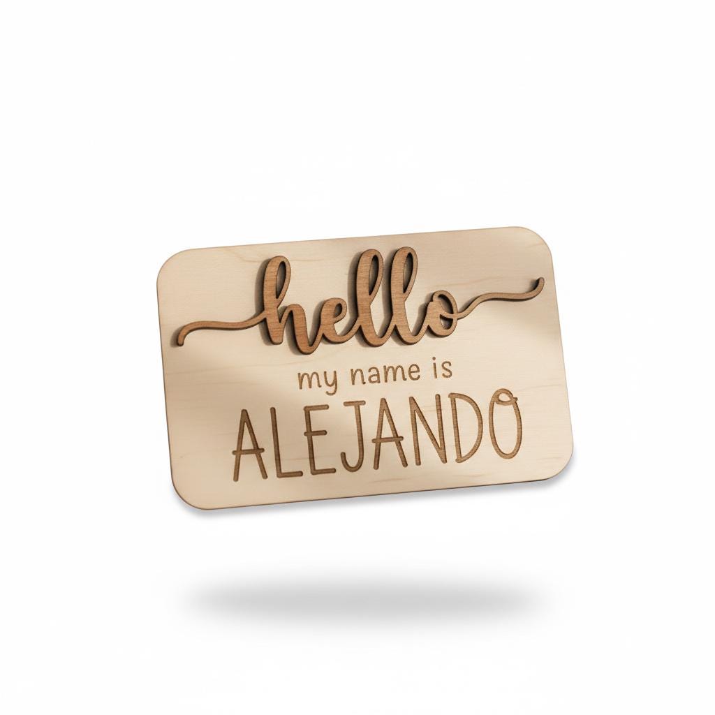 Hello My Name Is Wooden Baby Name Sign, Newborn Photo Prop