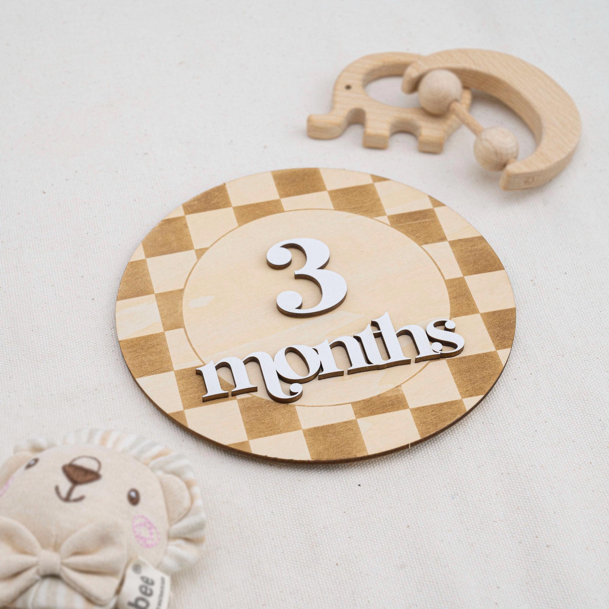 Checkered Baby Milestone Card, Milestone Sign Checkered, Retro Baby Photo Prop, Minimalist Nursery Decor, Nursery Milestone Discs, Baby Gift