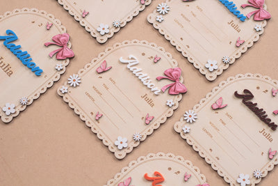 Personalized Baby Name Sign for Nursery Pink Bow Birth Announcement Sign for Hospital Custom Wood Name Plate Girl Newborn Gift