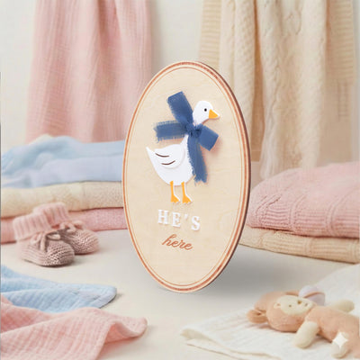 He’s Here Wooden Baby Announcement Sign, Newborn Nursery Decor