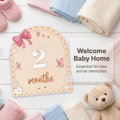 Baby Month Sign Double Sided Month Months Baby Milestone Sign First Year Baby Photo Prop Monthly Milestone Baby Nursery Decor