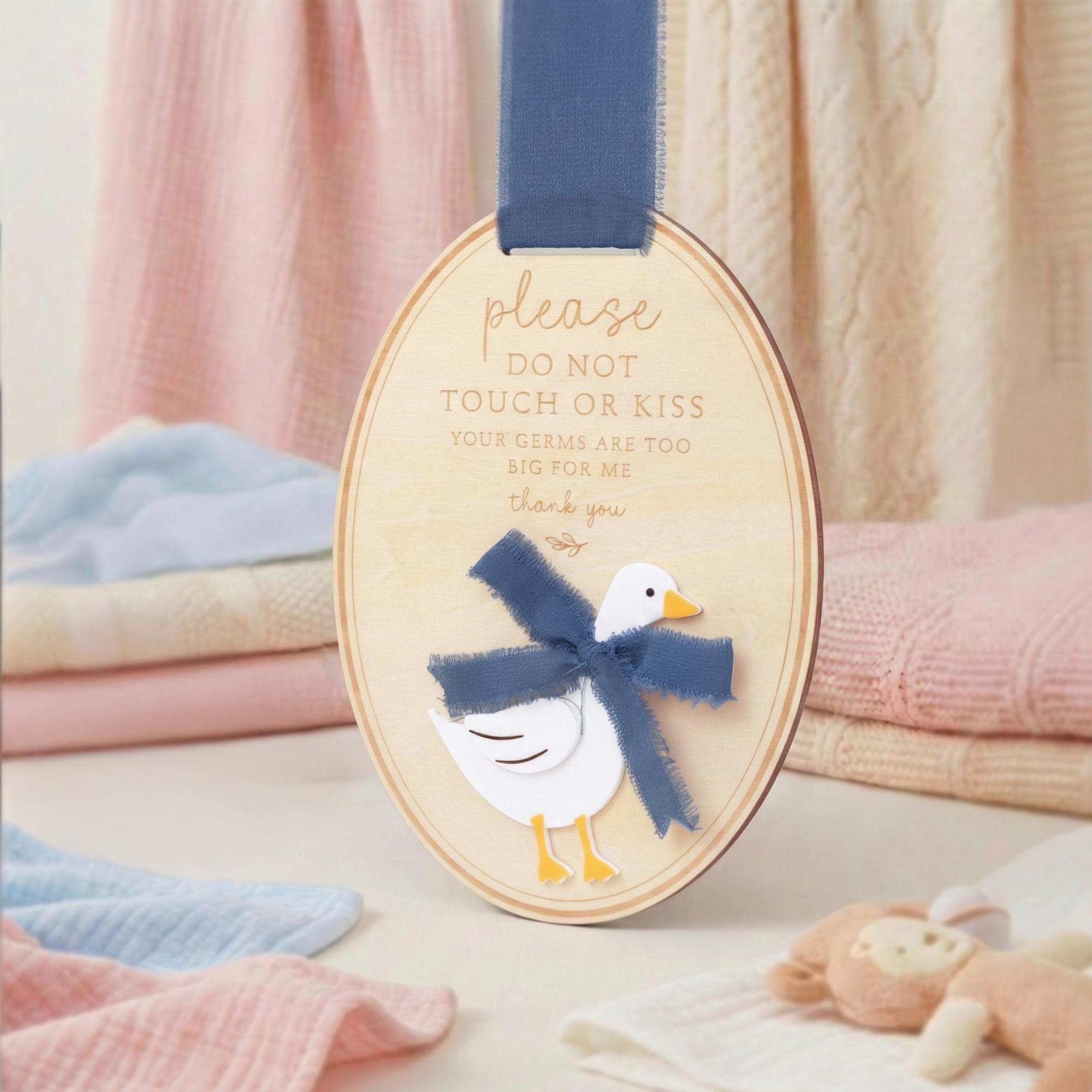 Please Do Not Touch or Kiss Baby Sign, Wooden Stroller Tag