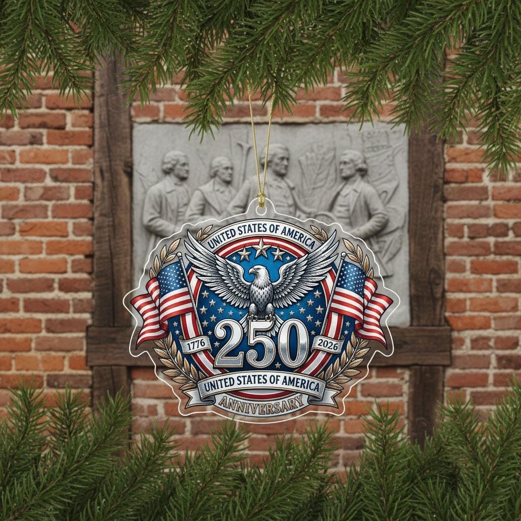 USA 250th Anniversary Ornament, Semiquincentennial Eagle Emblem Gift, 1776-2026 Patriotic Acrylic Decor, America 250 Years Keepsake