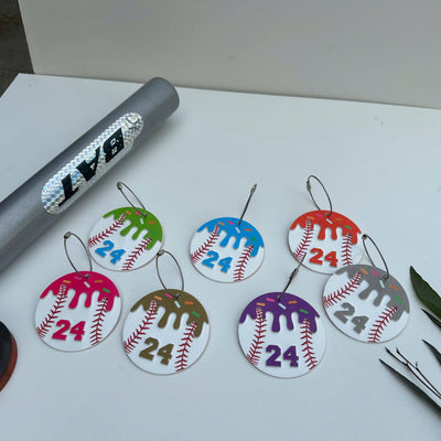 Personalized Baseball Keychain, Custom Baseball Number Keychain, Baseball Player Gift, Little League Team Gift, Acrylic Baseball Bag Tag