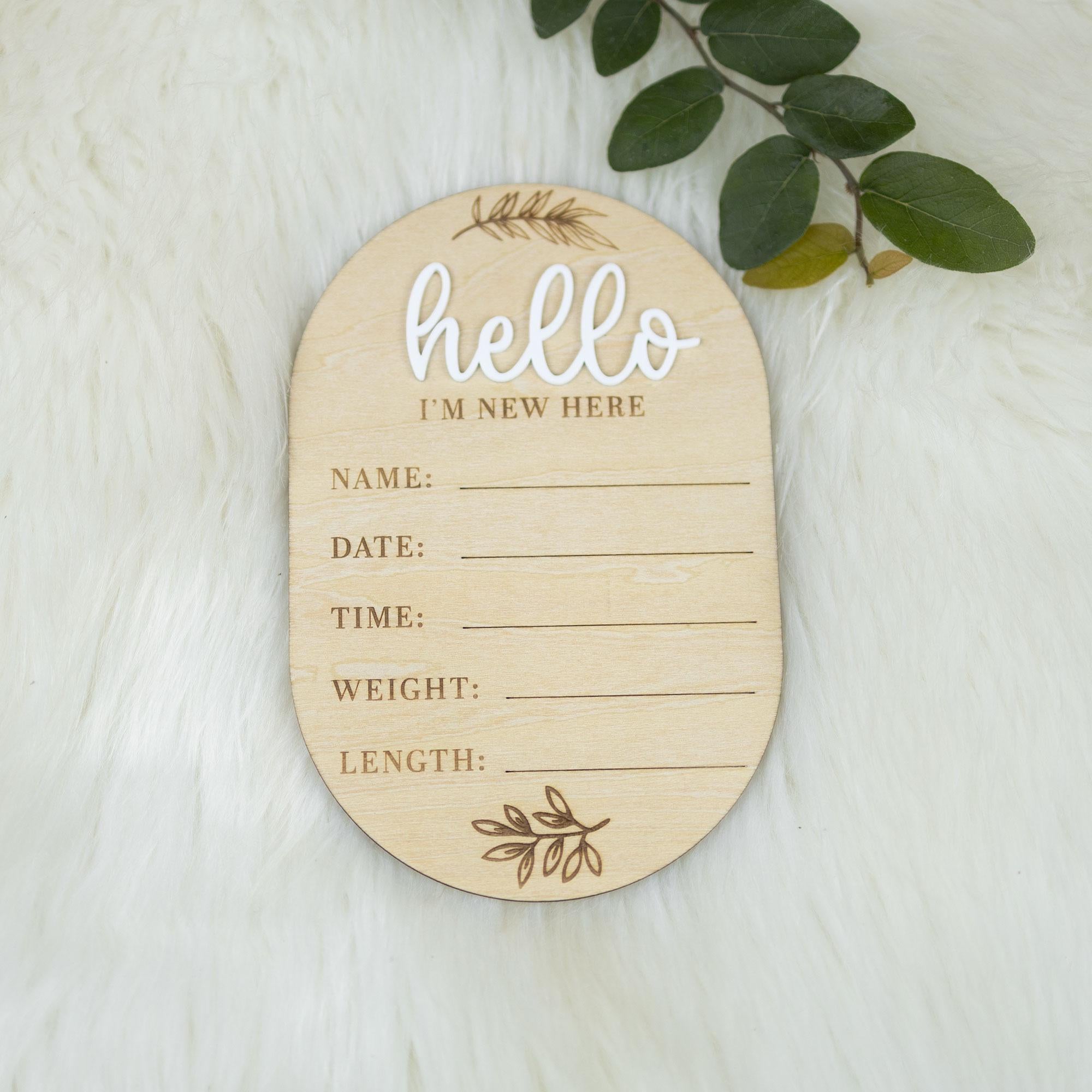 I'm New Here Sign, Birth Announcement Sign, Baby Announcement Sign, Baby Name Sign, Hospital Newborn Signs, Baby Photo Prop, Nursery Decor
