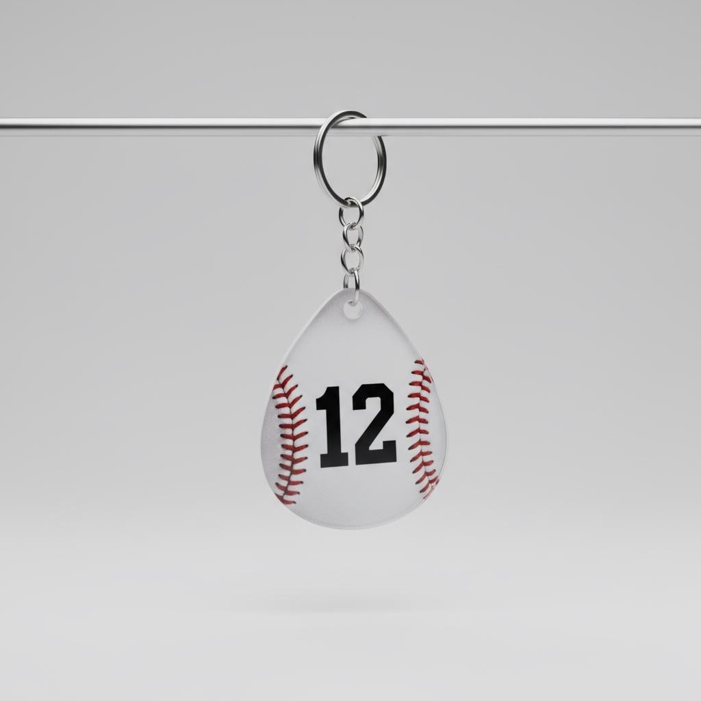 Personalized Baseball Number Keychain, Custom Jersey Number Baseball Keychain, Acrylic Baseball Bag Tag, Baseball Player Gift