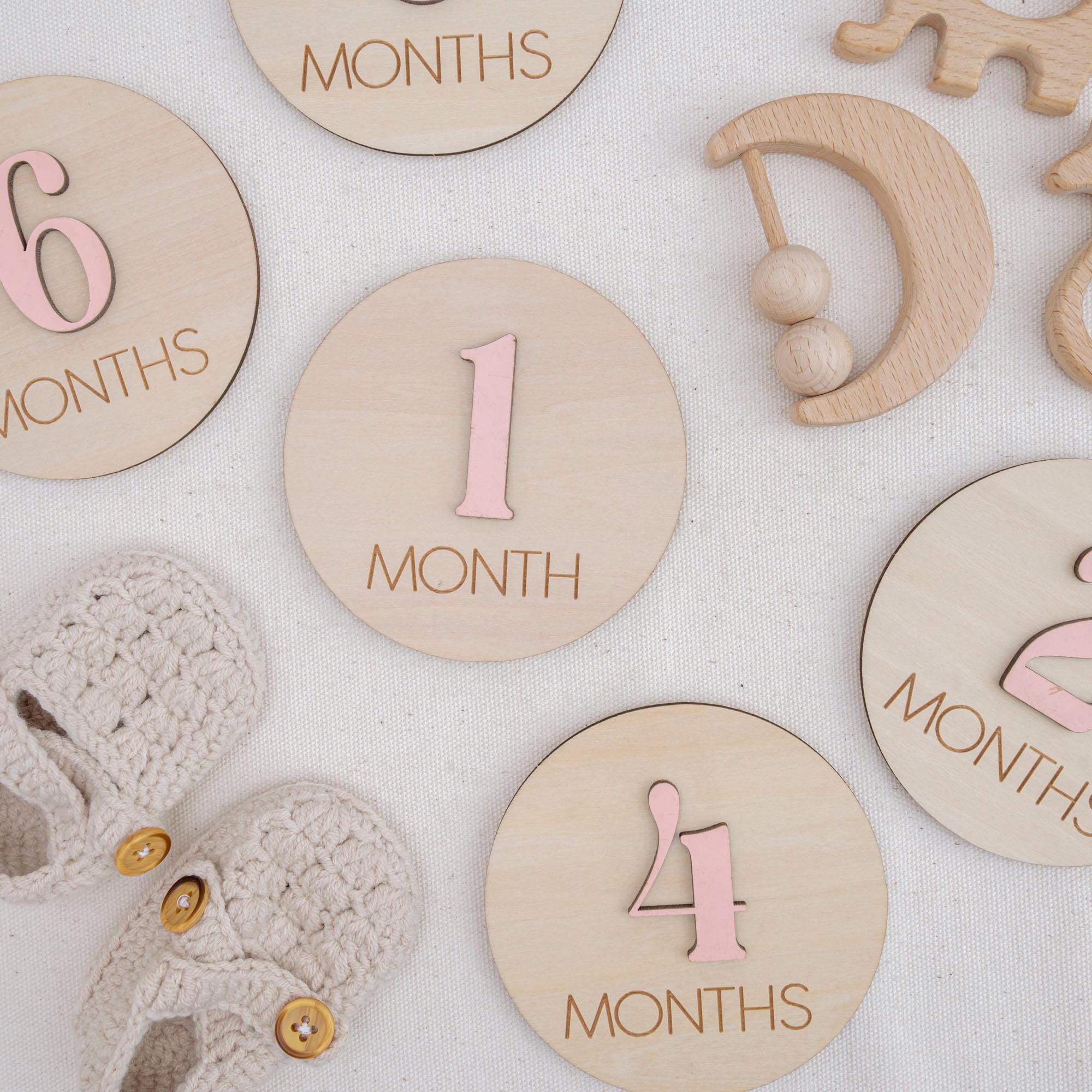 Monthly Milestone Baby Girl, 3D Milestone Discs Baby, Baby Milestone Wooden Discs With Color, Baby Shower Gift, Newborn Photo Prop,Baby Sign