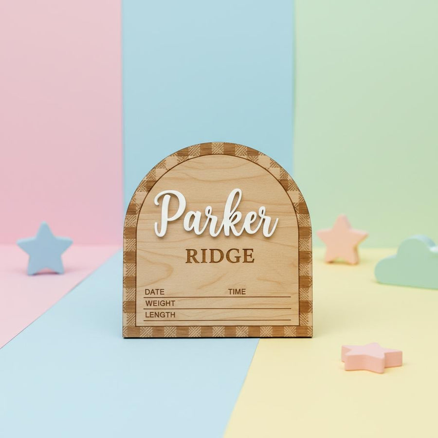 Personalized Baby Birth Stats Sign, Wooden Baby Name Announcement Sign, Custom Newborn Birth Details Plaque Nursery Decor