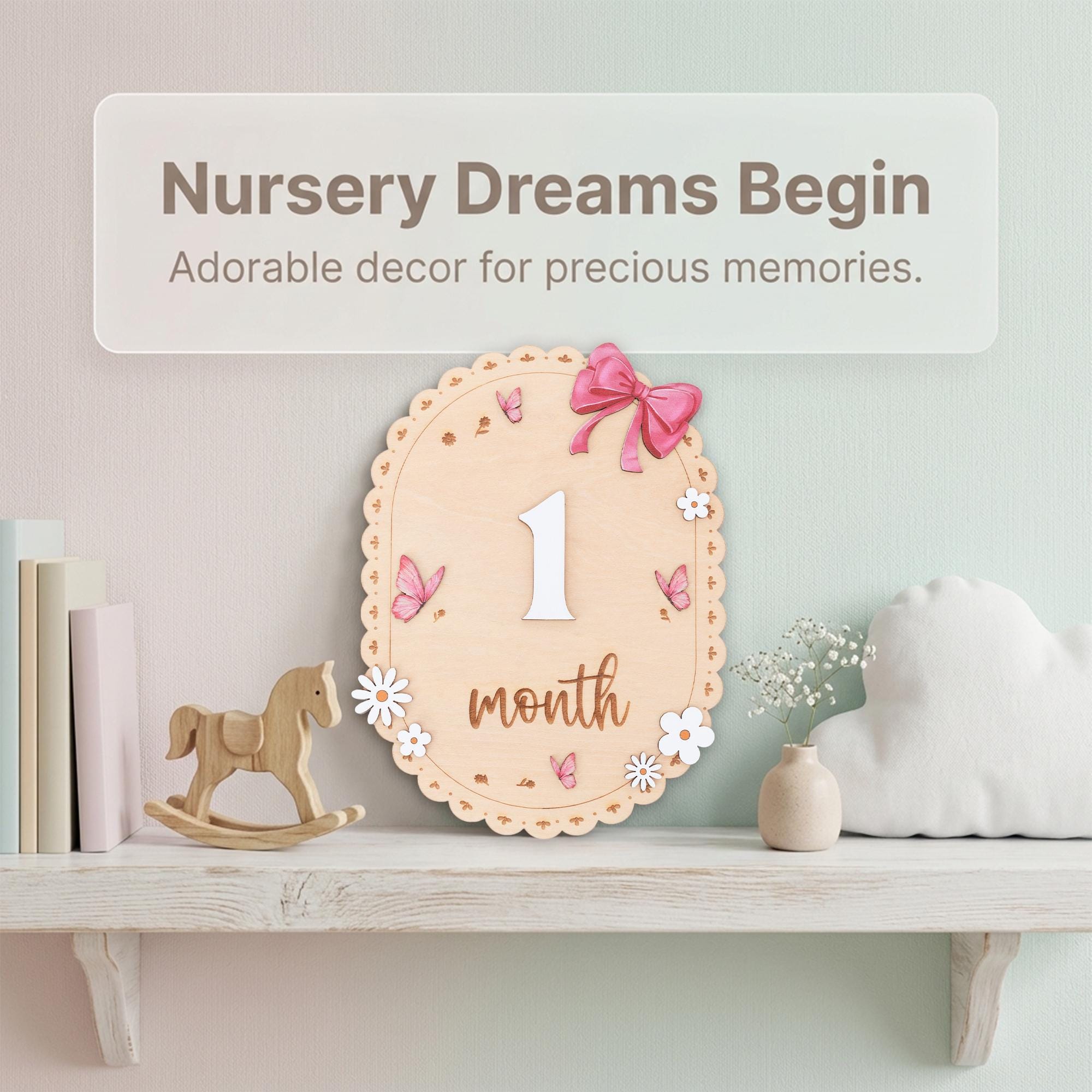 Baby Monthly Milestone Sign Wooden Baby Month Sign Double Sided Month Months First Year Baby Photo Prop Nursery Decor