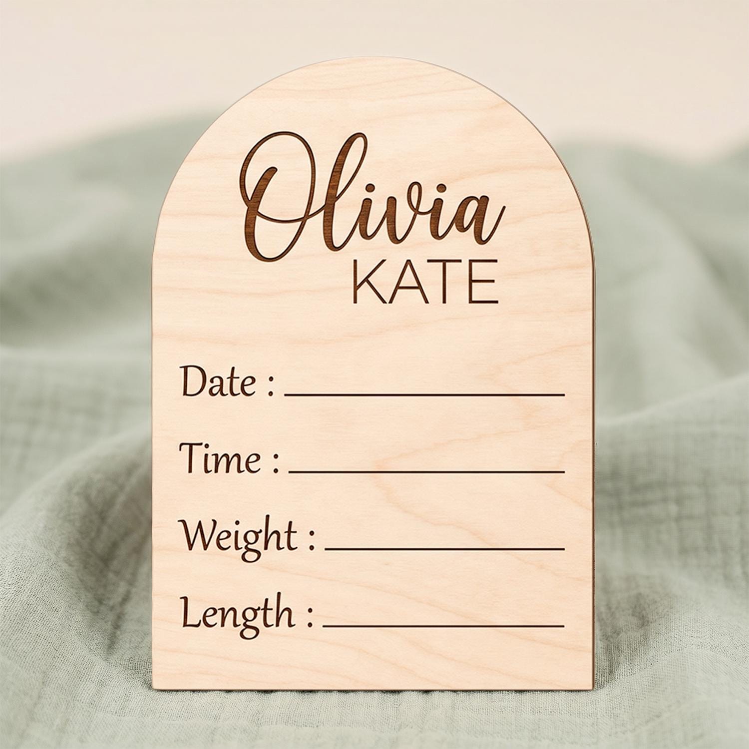 Wildflower Arch Wooden Sign | Full Set Birth Stats Plaque | 2 Piece Baby Name Announcement | Custom Floral Nursery Decor