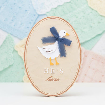 He’s Here Wooden Baby Announcement Sign, Newborn Nursery Decor