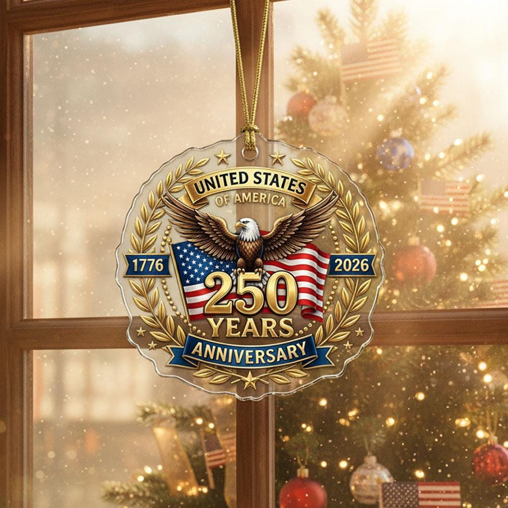 US Semiquincentennial Ornament 2026, 250th Anniversary United States Gift, Patriotic Eagle Acrylic Keepsake, 1776-2026 America Decor