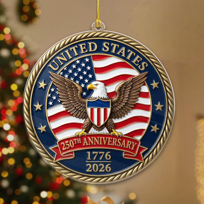 United States 250th Ornament, Semiquincentennial Car Mirror Charm, 1776-2026 Patriotic Eagle Gift, USA Jubilee Coin Decor